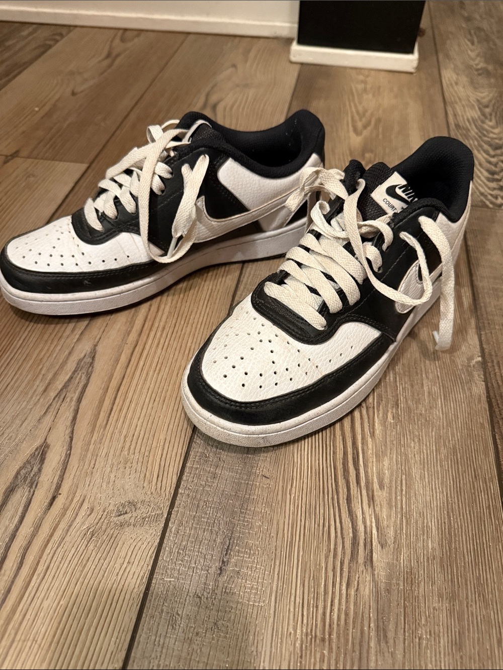 Nike Womens Court Vision Black and White Low-Top Sneakers